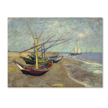 Vincent Van Gogh 'Fishing Boats On The Beach' Canvas Art,35x47